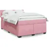 Image de vidaXL Sommier à lattes de lit avec matelas Rose 160x200 cm Velours