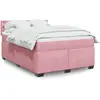 Image de vidaXL Sommier à lattes de lit avec matelas Rose 160x200 cm Velours