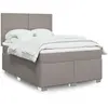 Image de vidaXL Sommier à lattes de lit avec matelas Taupe 140x190 cm Tissu