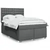 Image de vidaXL Sommier à lattes de lit avec matelas Gris foncé 140x200cm Tissu