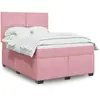 Image de vidaXL Sommier à lattes de lit avec matelas Rose 140x190 cm Velours