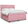 Image de vidaXL Sommier à lattes de lit avec matelas Rose 200x200 cm Velours