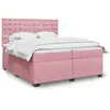 Image de vidaXL Sommier à lattes de lit avec matelas Rose 200x200 cm Velours