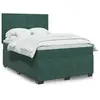 Image de vidaXL Sommier à lattes de lit et matelas Vert foncé 140x190cm Velours