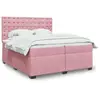 Image de vidaXL Sommier à lattes de lit avec matelas Rose 200x200 cm Velours