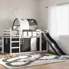 Image de vidaXL Lit superposé sans matelas avec toboggan blanc noir 90x200 cm