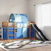 Image de vidaXL Lit superposé sans matelas avec toboggan et rideaux 90x200 cm