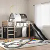 Image de vidaXL Lit superposé sans matelas avec toboggan blanc noir 80x200 cm
