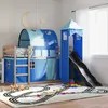 Image de vidaXL Lit superposé sans matelas avec toboggan et rideaux 90x190 cm
