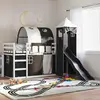 Image de vidaXL Lit superposé sans matelas avec toboggan blanc noir 90x190 cm