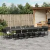 Image de vidaXL Ensemble à manger de jardin 17 pcs coussins noir