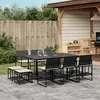 Image de vidaXL Ensemble à manger jardin 11 pcs noir