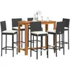 Image de vidaXL Ensemble de bar de jardin 7 pcs - Noir bois massif acacia