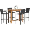 Image de vidaXL Ensemble de Bar Jardin 5 pcs Noir Acacia Rotin