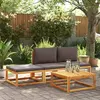 Image de vidaXL Ensemble de canapés de jardin 4 pièces avec coussins en bois d'acacia et corde