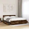 Image de vidaXL Cadre de lit et tête de lit sans matelas chêne fumé 160x200 cm