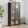 Image de vidaXL Buffet haut avec portes chêne fumé 68x37x142 cm
