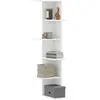Image de vidaXL Étagère d'angle murale blanc 36,5x36,5x140 cm bois d'ingénierie