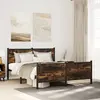 Image de vidaXL Cadre de lit en métal sans matelas chêne fumé 137x190 cm