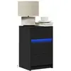Image de vidaXL Armoire de Chevet LED - Noir