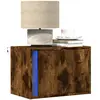 Image de vidaXL Table de chevet murale avec LED Chêne fumé