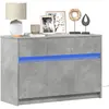 Image de vidaXL Meuble TV avec LED gris béton 91x34x61 cm bois d'ingénierie