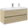 Image de Meubles Bain 2pcs Céramique et Bois Ingénierie