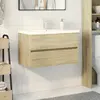 Image de vidaXL Ensemble de bain Bois d'ingénierie et céramique