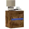 Image de vidaXL Table de Chevet Murale avec LED - Chêne Fumé