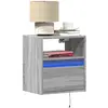 Image de vidaXL Tables de chevet Murales LED - Sonoma Gris
