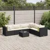 Image de vidaXL Salon de jardin 7 pcs avec coussins Noir Résine tressée