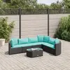 Image de vidaXL Salon de jardin 7 pcs - Noir - Résine tressée