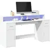 Image de vidaXL Bureau avec LED - Blanc