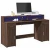 Image de vidaXL Bureau avec LED - Chêne marron Bois d'ingénierie