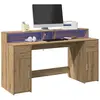 Image de vidaXL Bureau avec LED chêne artisanal