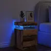 Image de vidaXL Table de chevet avec LED - Vieux bois