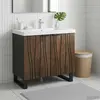 Image de vidaXL Meuble de Lavabo de Salle de Bain Noyer 62 x 33 x 58 cm