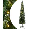 Image de vidaXL Sapin de Noël mince à LED - Vert/Blanc 180 cm