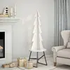Image de vidaXL Arbre de Noël en bois 112 cm - Blanc