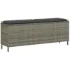 Image de vidaXL Banc de jardin avec coussin gris 110x30x40,5 cm résine tressée