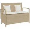Image de vidaXL Banc de rangement de jardin avec coussin beige résine tressée