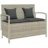 Image de vidaXL Banc de rangement de jardin avec coussin gris clair polyrotin