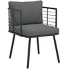 Image de vidaXL Chaise de jardin avec coussin noir - Résine tressée
