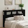 Image de vidaXL Tête de lit LED avec étagère Chêne noir 160 x 18,5 x 103,5 cm