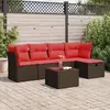 Image de vidaXL Salon de jardin avec coussins 6 pcs marron résine tressée