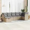 Image de vidaXL Ensemble salon de jardin 7 pcs avec coussins - Résine tressée beige