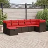 Image de vidaXL Salon de jardin avec coussins 7 pcs marron résine tressée