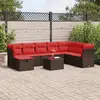 Image de vidaXL Salon de jardin avec coussins 9 pcs marron résine tressée