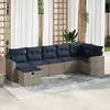 Image de vidaXL Salon de jardin avec coussins 7 pcs gris résine tressée