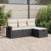 Image de vidaXL Salon de jardin 4 pcs - Coussins noirs